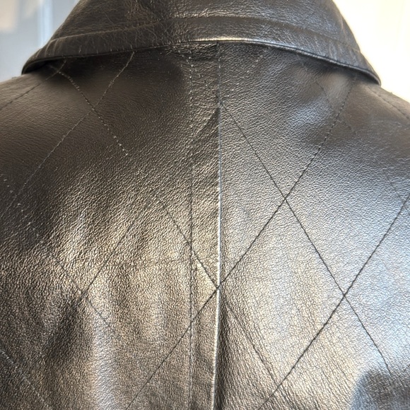 Tribeca Studio Versatile Black Leather Jacket with Diamond Stitching Size L - Picture 4 of 14